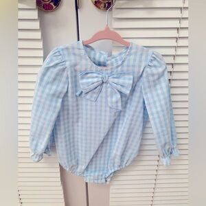 TBBC Beaufort Bonnet Blue Gingham Beatrice Bow Blouse